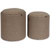 VERSA Bangalore Pouf Sgabello Quadrato Poggiapiedi per Soggiorno o Camera da Letto. Puff Colorato, Set di 2, con vano portaoggetti, Misure (A x L x l) 44 x 39 x 39 cm, Tessile, Colore Marrone