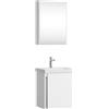 Planetmöbel Lavabo con mobile sottolavabo 50 cm incl. armadio a specchio 50 cm, set di mobili da bagno con lavabo, sospeso, bianco