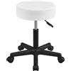 Yaheetech Sgabello da Trucco Rotondo Girevole Regolabile in Altezza, Altezza Seduta 46-61.5 cm, Rotazione di 360°con spessore da 10 cm, per Camera da Letto Soggiorno Salone, Bianco