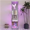 KSFASHZ Vetrine in Vetro a Specchio, Vetrina in Vetro a 4 ripiani, VetrinettaEspositiva a Colonna Vetrinetta Espositiva con LED VetrinettaEspositiva a Colonna di vetro 42,5 × 36,5 × 164 cm