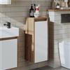 ROOMART Set di mobili da bagno, 50 cm, con lavandino, mobili da bagno, WC (armadio laterale, rovere bianco)