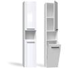 CDF Mobile da Bagno Lavanderia Colonna Bagno con Cesto per Biancheria Armadio Salvaspazio per Spazi Ridotti Soggiorno Corridoio WC Bianco Lucido largh 31 cm 30x31x174 cm Facile Montaggio