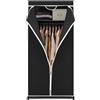 SOARS Armadio in Tessuto Portatile, Guardaroba Pieghevole con Barre Appendiabiti, Porta Abiti a 2 Ripiani Stuttura in Metallo Facile da Montare, per Camera da Letto, 75 x 50 x 172 cm (Nero)