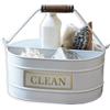 Loberon Clean Secchio - in Ferro e Legno di Mango - Perfetto per riporci Gli Utensili per la Pulizia, Bianco