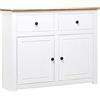 vidaXL Credenza Bianca 93x40x80 cm in Legno Massello di Pino Panama