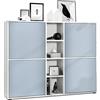 Vladon Credenza Cuba V3, bianco opaco/denim opaco - Credenza moderna con 12 scomparti (130,5 x 105,5 x 35,5 cm)