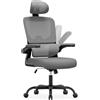 naspaluro Sedia da Ufficio Ergonomica Con Supporto Lombare Adattativo a Forma Di C, Poggiatesta Regolabile, Braccioli Ribaltabili, Poltrone Ufficio a Rete Traspirante per Scrivania, Casa,Grigio Nero