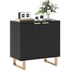 HOMCOM Buffet soggiorno moderno con 2 ante scanalate, ripiano regolabile, gambe in metallo - buffet per sala da pranzo, cucina e soggiorno, dim. 76,5 x 39 x 77 cm, nero