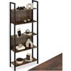 tectake® Scaffalatura Stile Industriale 62x24x165,5 cm, Libreria 5 Ripiani, Legno e Acciaio, Scaffale da Parete, Mobile Portaoggetti o Libri, Libreria Moderna, Casa, Studio - Legno Industriale Scuro