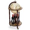 KOMFOTTEU Porta Bottiglie di Vino con Ruote, Mappamondo Bar, Portabottiglie Vino in Legno Eucalipto, Carrello da Bar, Mini Bar con Ruote a Stile Classico (45 x 45 x 88 cm, beige)
