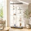 Zorvani Vetrinetta in Vetro,Vetrinetta Espositiva LED,Vetrina Soggiorno Moderna con 4 Ripiani in Vetro con 2Porta e Serratura,Vetrine per Collezionismo,Vetrina negozio (Nero+Nessun LED, 164x80.5×36.5cm)