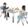 FIVMEN Tavolo per bambini con 2 sedie per bambini, regolabile in altezza, 3 pezzi, in plastica, per cameretta dei bambini, 60 x 60 cm