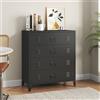 [en.casa] Cassettiera in Acciaio Comò con 4 Cassetti Organizzatore da Ufficio Soggiorno Mobile Contenitore per Archivio 92 x 80 x 40 cm - Nero