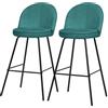 ML DESIGN modern living ML-Design Set di 2 Sgabelli da Bar Verde Petrolio, Rivestimento in Tessuto, A 75 cm, Struttura in Metallo, con Schienale e Poggiapiedi, Sedia Alta Imbottita da Cucina, Sgabello da Bistrot o Bancone