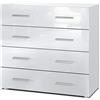 Vladon Madia Pavos, mobile con 4 cassetti, bianco opaco/bianco lucido (76 x 72 x 35 cm)