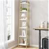 Hzuaneri Scaffale a scala, libreria, scaffale angolare autoportante con 2 ganci per casa, ufficio, soggiorno, cucina, camera da letto, industriale, 6 ripiani, oro bianco BC13313G