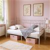 Songvas Divano Letto 90x190cm, Struttura Letto Singola in Metallo, Spazio per Riporre gli Oggetti Sotto Il Letto, Letto Singolo, Adatto Per Soggiorno, Camera da Letto o Balcone, Bianco