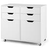 RELAX4LIFE Cassettiera da Ufficio in Legno, Mobile Portadocumenti con 4 Cassetti, Schedario da Ufficio con Ruote Universali, Mobile Porta Stampante, 73 x 40 x 64,5 cm, Bianco
