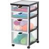 Iris Ohyama Cassettiera in Plastica con ruote, 2 Grandi & 2 Cassetti Piccoli, Nero, Maniglie facili da tirare, Organizzatore, Per Camera Da Letto, Bagno, Ufficio, Senza BPA, Contenitore, DDDC-322