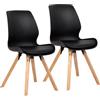 CLP Set 2 sedie da Pranzo Imbottite Luna, Sedia Moderna con Schienale, Portata Fino a 136 kg, per Cucina, Sala da Pranzo e Soggiorno, Colore:Nero, Materiale:Plastica