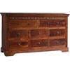 MASSIVMOEBEL24.DE Oxford #524 Cassettiera in Legno di Acacia - Laccato/nougat 145x49x85