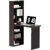 HOMCOM Scrivania con Libreria e Lavagna, Scrivania Salvaspazio con Piano Pieghevole in Legno di Pino, Tavolo da Lavoro con Ripiani Regolabili, per Cameretta, Studio, Ufficio, 98x51x153 cm, Marrone
