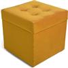 MG Design Pouf contenitore imbottito 45 × 45 cm Arancione - capacità ca. 50 L, fino a 300 kg, superficie morbida con leggero riflesso, struttura in legno massiccio, già montato e facile da pulire