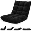 COSTWAY Sedia da Pavimento, Cuscino Imbottito da Terra con Schienale Regolabile a 14 Livelli, Poltrona Pieghevole Relax, Lettura, Yoga, per Soggiorno, Camera da Letto (Nero, 68 x 57 x 56 cm)