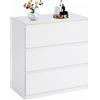 ZZINOKE Cassettiera Camera da Letto, Con 3 Cassetti, Armadio legno, Larghezza 70 cm, Adatta per Soggiorno, Camera da Letto, Cameretta dei Bambini, Ufficio, Bianco, 70×40×75 cm (L×P×A)
