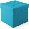 MG Design Pouf contenitore imbottito 45 × 45 cm Blu - capacità ca. 50 L, fino a 300 kg, struttura in legno massiccio, superficie opaca con trama fine, già montato e facile da pulire