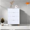 Générique Generico Comò Bianco con 4 Cassetti, Mobile per Camera da Letto, Comò per Camera da Letto per Adulti, Maniglie e Piedi in Colore Dorato, per Soggiorno, Camera, Ufficio, Legno, 60x34x90cm