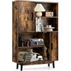GIANTEX Credenza Soggiorno Moderno, Mobiletto Multiuso Vintage, Armadio 2 Ante e 4 Scomparti da Cucina, 80x24x119,5 cm, 4 Colori (Caffè)