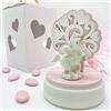 Ingrosso e Risparmio Carillon elettronico a Base Circolare con Albero della Vita Rosa e Unicorno in Porcellana - bomboniere Battesimo Bambina
