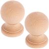 LIFKOME 2pezzi Pomelli in Legno per Letto Design Romana Elegante, Sfera Liscia da 6 Cm, Facile Installazione Adatti per Camera da Letto e Case Nuove