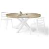 Mobili Fiver, Tavolo Allungabile Rotondo Emma, 120-160 cm, Quercia con gambe Incrociate Bianche, per 4-6 persone, Tavolo Cucina, Soggiorno, Made in Italy