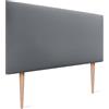 DHome - Testiera imbottita in ecopelle o tessuto Aqualine liscio, lussuosa, con gambe (ecopelle, grigio cenere, 90 x 105 cm con gambe, per letto 70/80/90 cm)