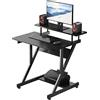 Dripex Scrivania per Computer con Ruote Scrivania 70x60x79 cm Tavolo Porta PC Salvaspazio Z-Tavolo Mobile per Laptop con Ripiani per Piccoli Spazi Home Office (Nero)