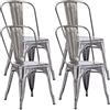 Duhome 4X Sedia da Sala da Pranzo in Metallo Ferro con Schienale Stile Vintage impilabile Design Industriale 666, Colore:Metallico, Materiale:Metallo