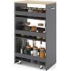 GIANTEX Carrello per Nicchia con Ruote, 4 Livelli，Carrello di Servizio Stretto Salvaspazio, da Bagno, Scaffale da Cucina Sottile 47,5 x 13 x 80,5 cm (Naturale+Grigio, Largo 30 cm)