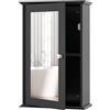 GIANTEX Armadietti a Specchio per Bagno, 2 Ripiani, Montaggio da Parete, Sopra Lavabo, Mobiletto Pensile in Legno con Ante, 34 x 15 x 51 cm, 4 Colori (Nero)