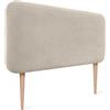 DHOME Testiera Imbottita Liscia Arrotondata in Velluto a Coste Premium con Gambe per Parete Acustica Testate Fonoassorbenti Testata Letto Camera da Letto (Beige, 90cm)