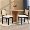 chairus Set di 2 Sedie da Pranzo in Tessuto Sedia da Cucina con Cuscino Imbottito Sedie Classiche con Schienale in Rattan Sedia in Legno per Sala da Pranzo/Soggiorno/Giardino, Nero