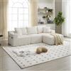 Soweiz Divano modulare con chaise longue e 2 posti, morbido rivestimento in velluto a coste, con 5 cuscini, tasche laterali portabevande, schiuma ad alta densità, combinazione fai-da-te, per soggiorno