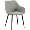 CLP Sedia da Pranzo Imbottita con Schienale Luena, Sedia da Cucina in Velluto o Tessuto, Struttura in Metallo Nero, carico Massimo 150 kg, Colore:Grigio Chiaro, Materiale:Stoffa