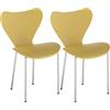 Rcynview Set di 2 Sedie Sala da Pranzo Moderne, da Cucina con Gambe in Metallo, in Polipropilene Senza Braccia di Design per il Massimo Comfort, Adatte per Ufficio Casa Campeggio Cucina, Giallo