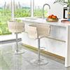 Rcynview Set di 2 Sgabello da Bar Regolabile in Altezza 46x54x83-103cm Sedia Bar Velluto Sgabelli Cucina con Poggiapiedi Sgabelli Bar Regolabile Sgabello Bar Girevole con Schienale intrecciato, d'argento