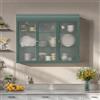 QMTXBYJ Armadietto pensile da cucina, 90 cm, con 3 ante in vetro e ripiani rimovibili, armadio sospeso per bagno, cucina, camera da letto, 90x20x70 cm