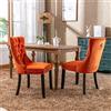 FINTHOMING Set di 2 Sedie da Pranzo, Set di 2 Sedie da Cucina, Sedie da Sala da Pranzo con Schienale Alto in Velluto, Sedia da Pranzo Imbottita Morbida con Gambe in Legno, decorazione con rivetti, Arancione