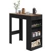 WOLTU Tavolo da Bar, Bancone da Bar con 1 Cassetto e 3 Ripiani, Tavolo Penisola per Cucina, Pub, Bistrot, Legno Ingegnerizzato (Con assi di legno, Rustico + Nero, 100 x 50 x100 cm)