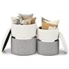COSTWAY Set di 2 Pouf Contenitore in Velluto, Pouf Rotondi Imbottiti da 32L +21L, Sgabelli con Contenitore per Soggiorno, Camera da Letto, Portata 150 kg (Grigio)